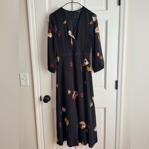 Madewell Black Floral Long Dress